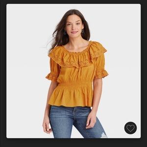 Mustard yellow/gold ruffle top